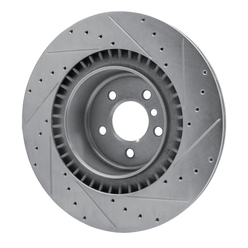BMW X5 Brake Rotor (1) - Rear Left - R1 Concepts - Drilled & Slotted - Silver - `10-`14